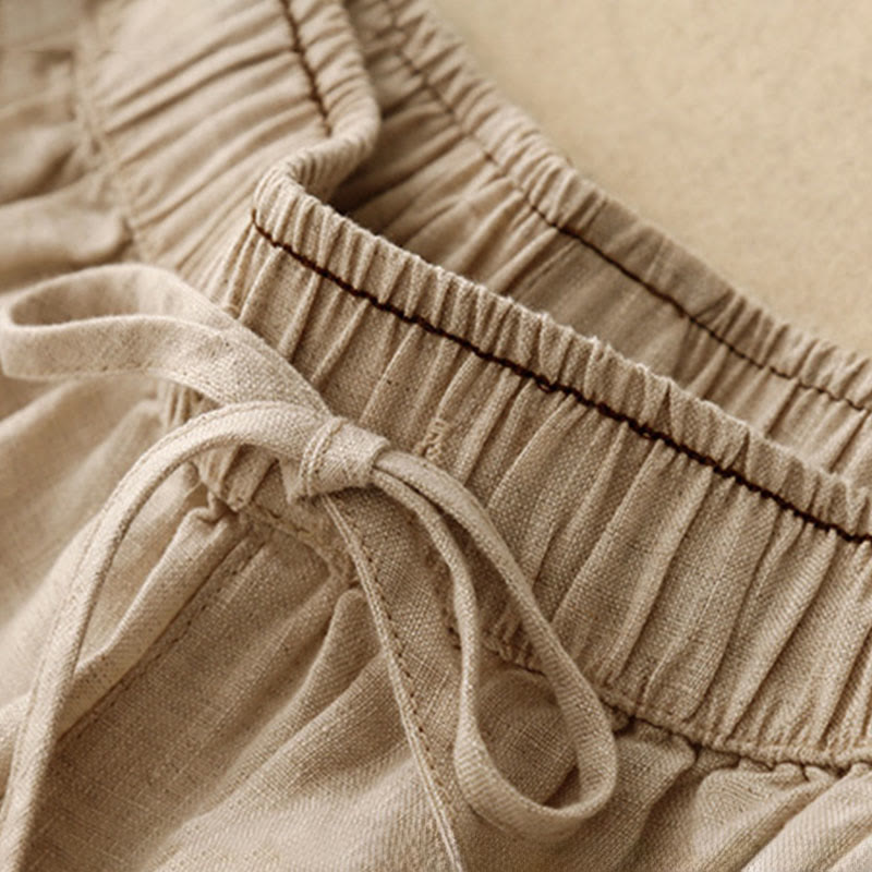 Cotton Linen Embroidered Cropped Meditation Harem Pants