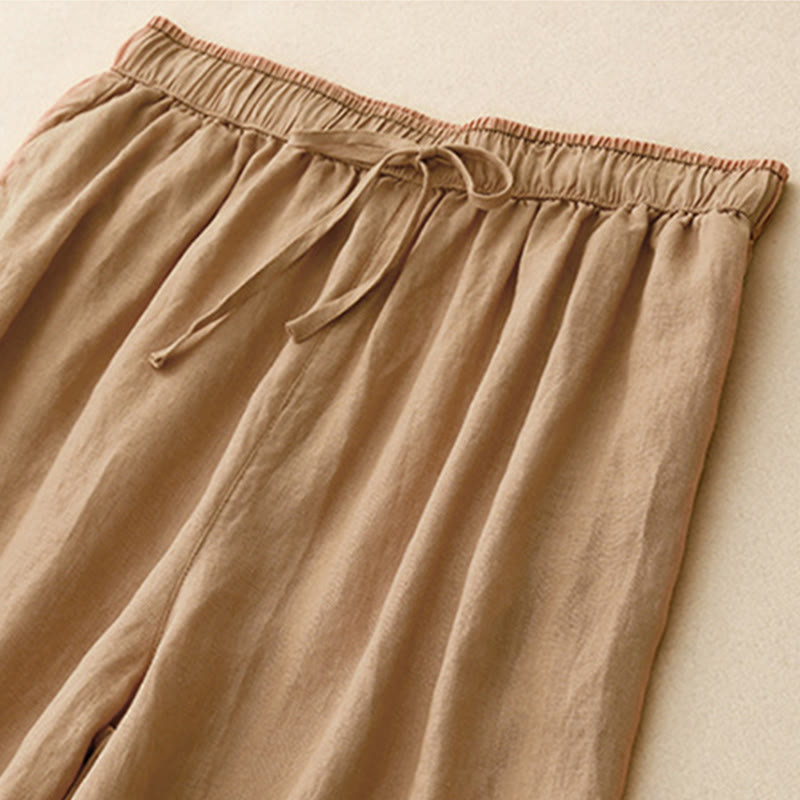 Cotton Linen Embroidered Cropped Meditation Harem Pants