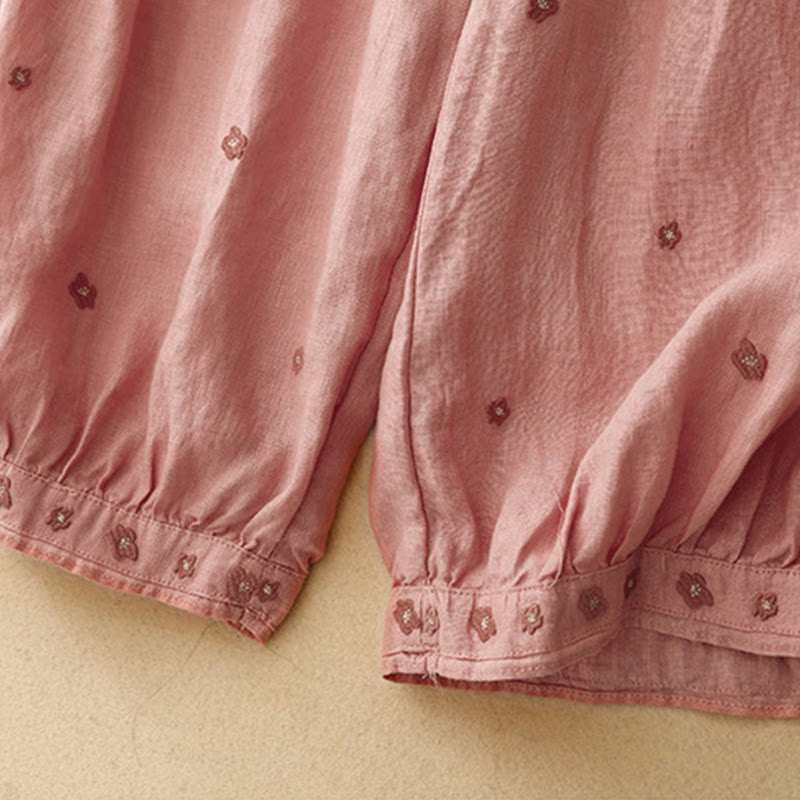 Cotton Linen Embroidered Cropped Meditation Harem Pants