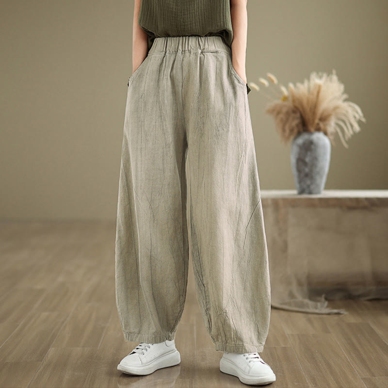 Breathable Cotton Linen Harem Meditation Pants with Pockets