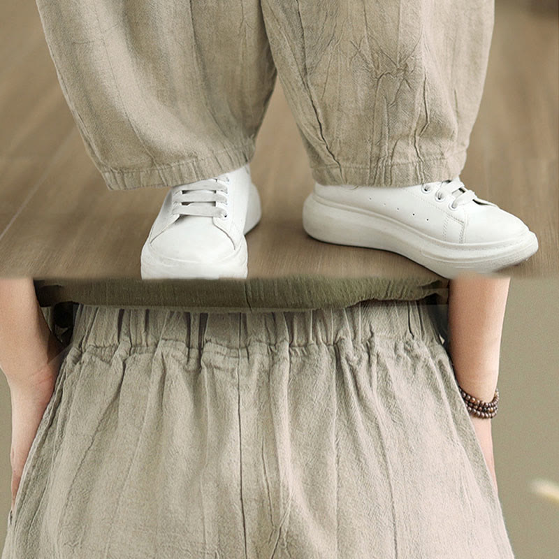 Breathable Cotton Linen Harem Meditation Pants with Pockets
