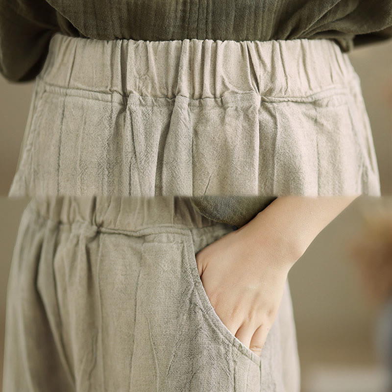 Breathable Cotton Linen Harem Meditation Pants with Pockets