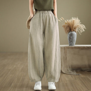 Breathable Cotton Linen Harem Meditation Pants with Pockets