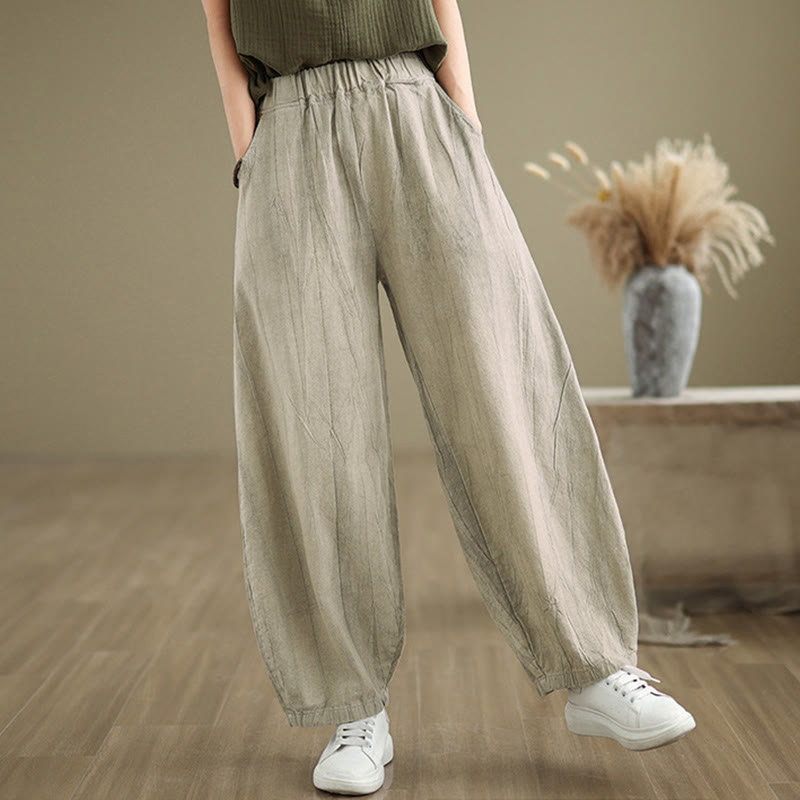 Breathable Cotton Linen Harem Meditation Pants with Pockets