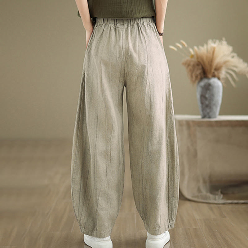 Breathable Cotton Linen Harem Meditation Pants with Pockets