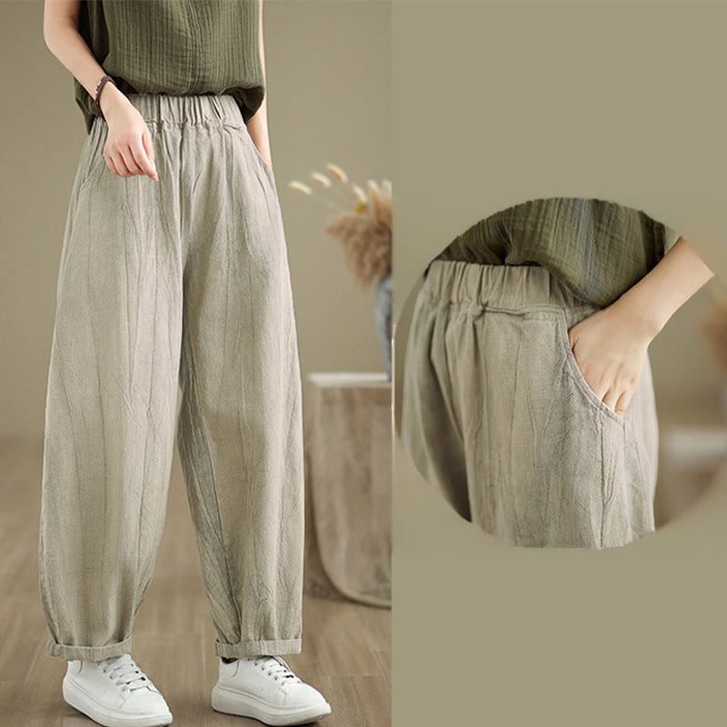 Breathable Cotton Linen Harem Meditation Pants with Pockets