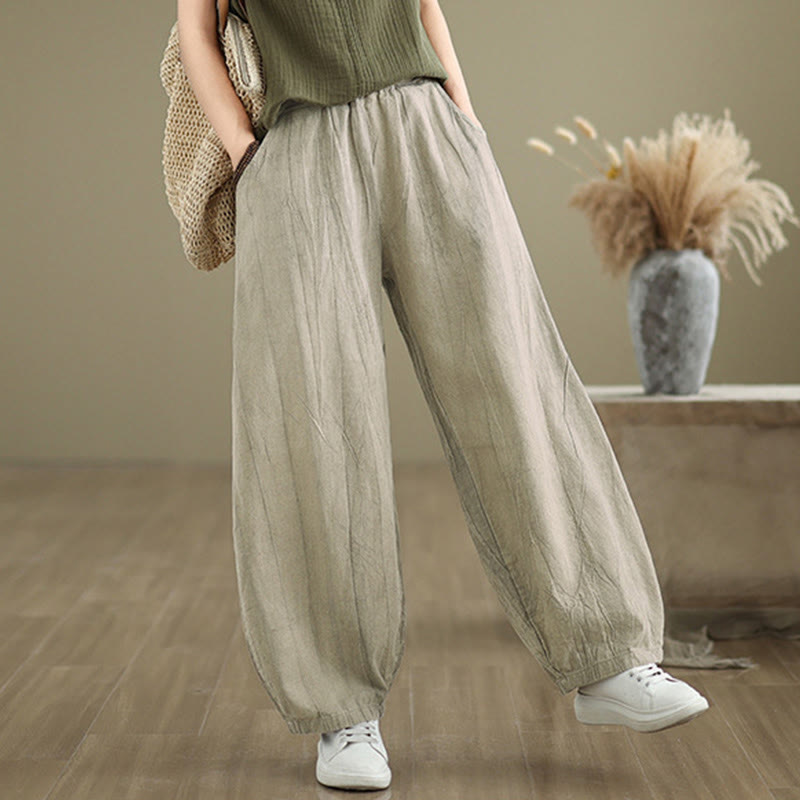 Breathable Cotton Linen Harem Meditation Pants with Pockets