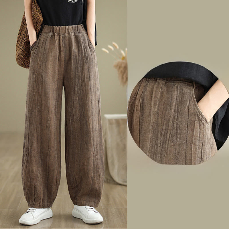 Breathable Cotton Linen Harem Meditation Pants with Pockets