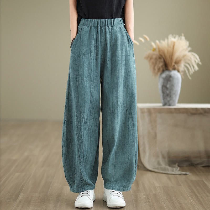 Breathable Cotton Linen Harem Meditation Pants with Pockets