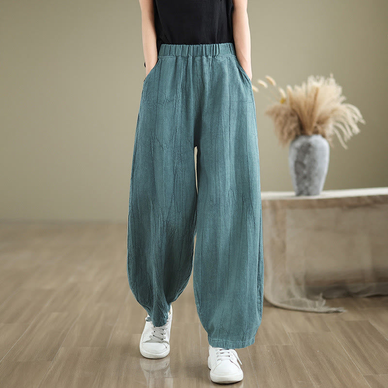 Breathable Cotton Linen Harem Meditation Pants with Pockets