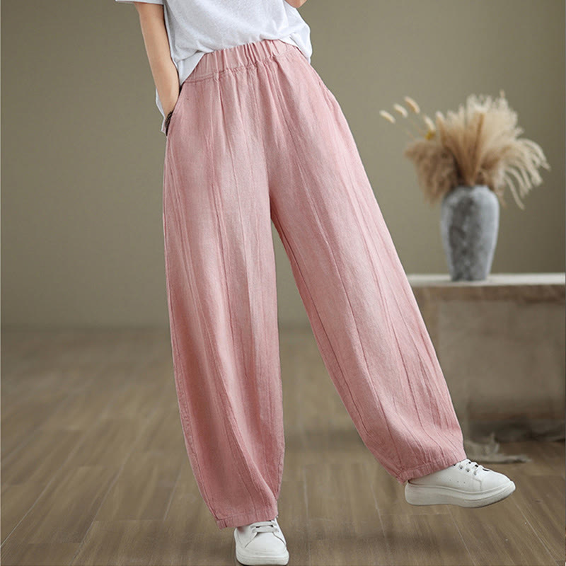 Breathable Cotton Linen Harem Meditation Pants with Pockets