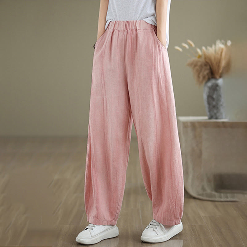Breathable Cotton Linen Harem Meditation Pants with Pockets
