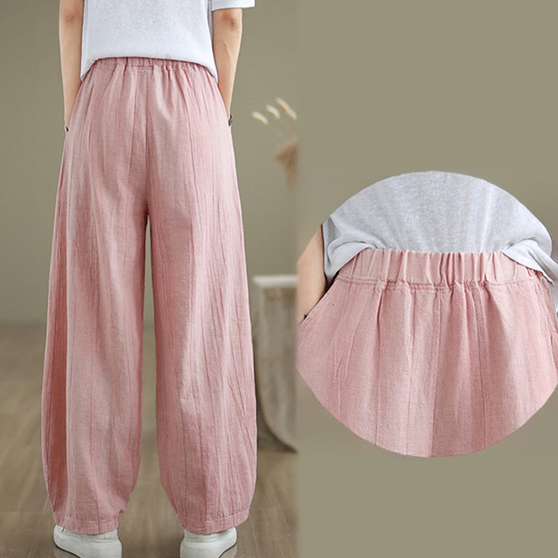 Breathable Cotton Linen Harem Meditation Pants with Pockets