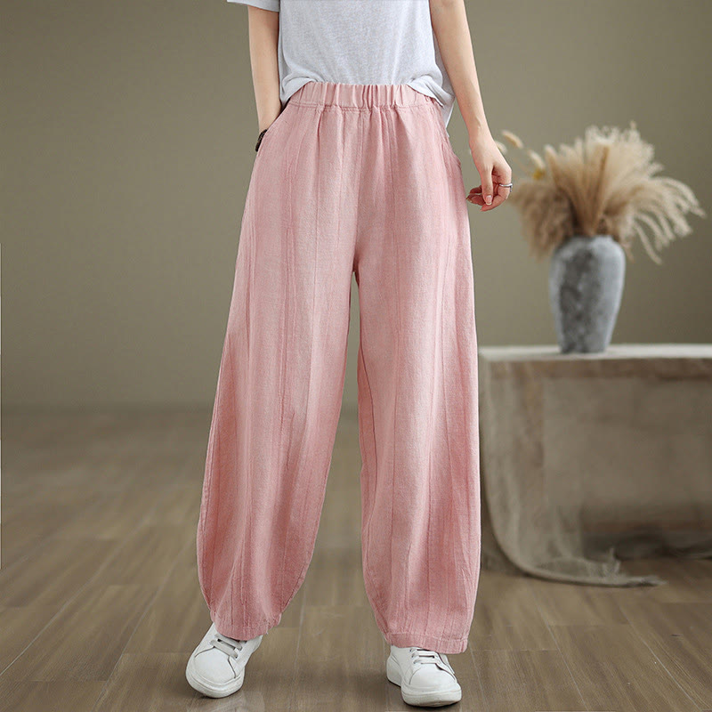Breathable Cotton Linen Harem Meditation Pants with Pockets