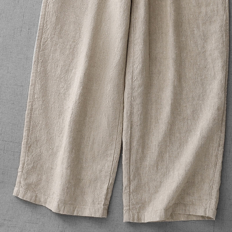 Casual Daily Drawstring Simple Design Women's Cotton Linen Pants With Pockets