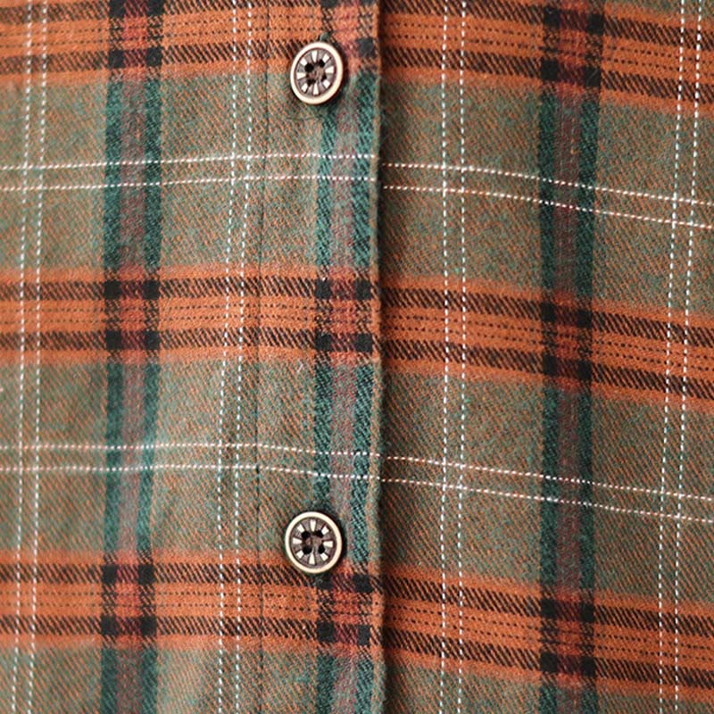 Embroidered Plaid Pattern Cotton Women's Shirt