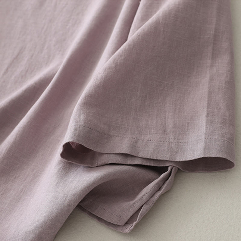 Breathable Cotton Linen Stand Collar Mindful Meditation Shirt