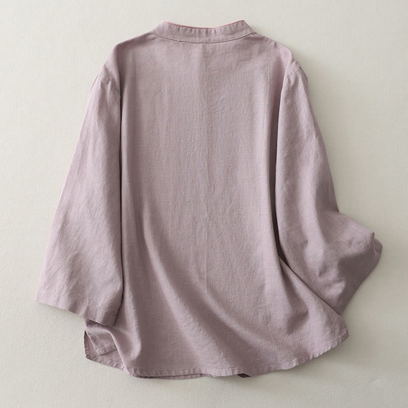 Breathable Cotton Linen Stand Collar Mindful Meditation Shirt