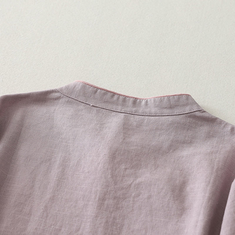 Breathable Cotton Linen Stand Collar Mindful Meditation Shirt