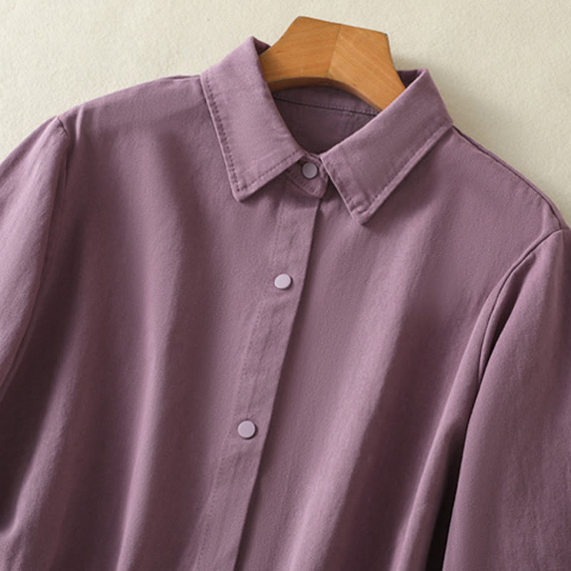 Plain Button Design Stand Collar Women's Cotton Jacket