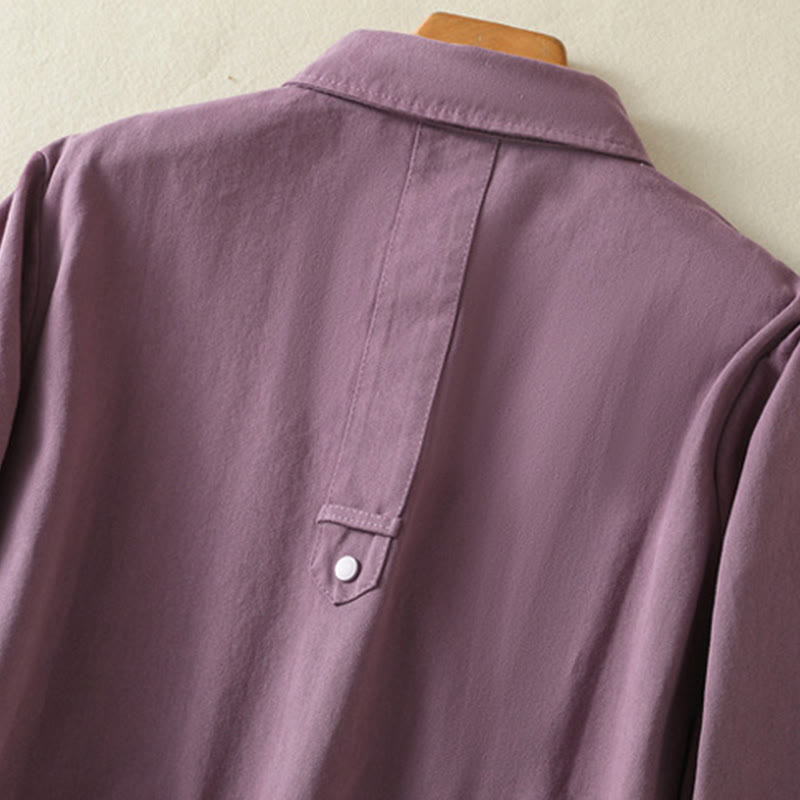 Plain Button Design Stand Collar Women's Cotton Jacket