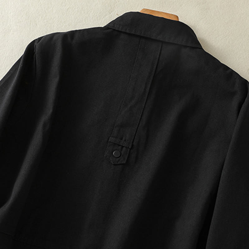 Plain Button Design Stand Collar Women's Cotton Jacket