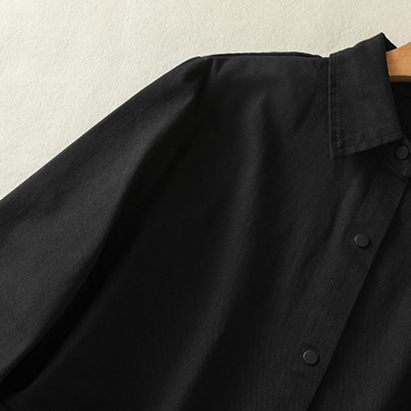 Plain Button Design Stand Collar Women's Cotton Jacket