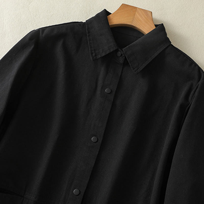 Plain Button Design Stand Collar Women's Cotton Jacket