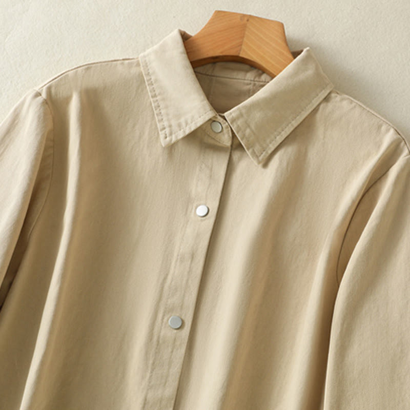 Plain Button Design Stand Collar Women's Cotton Jacket