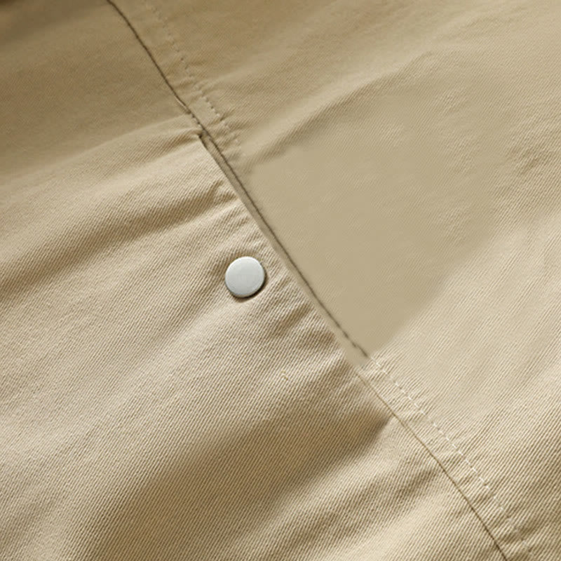 Plain Button Design Stand Collar Women's Cotton Jacket