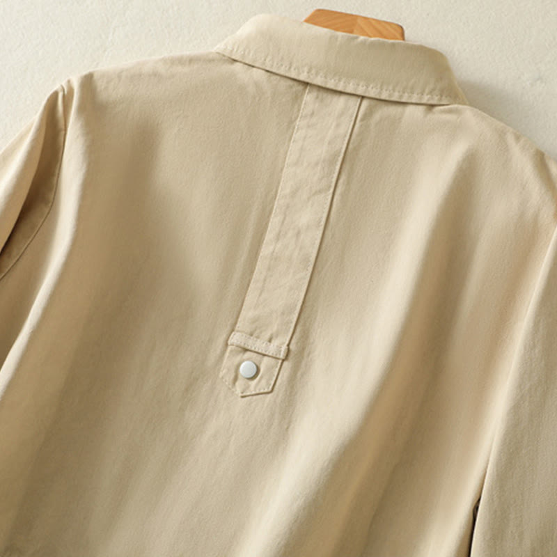 Plain Button Design Stand Collar Women's Cotton Jacket