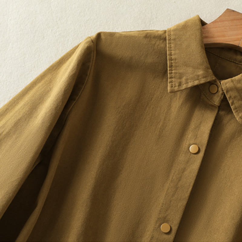 Plain Button Design Stand Collar Women's Cotton Jacket