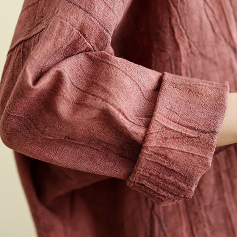 Plain Long Sleeve Women's Cotton Linen Jacket With Pockets