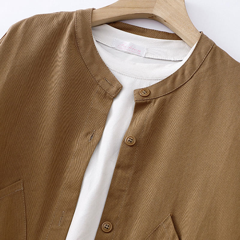 Breathable Cotton Crew Neck Long Sleeve Jacket for Mindful Daily Wear