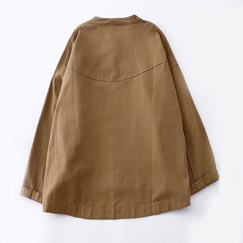 Breathable Cotton Crew Neck Long Sleeve Jacket for Mindful Daily Wear