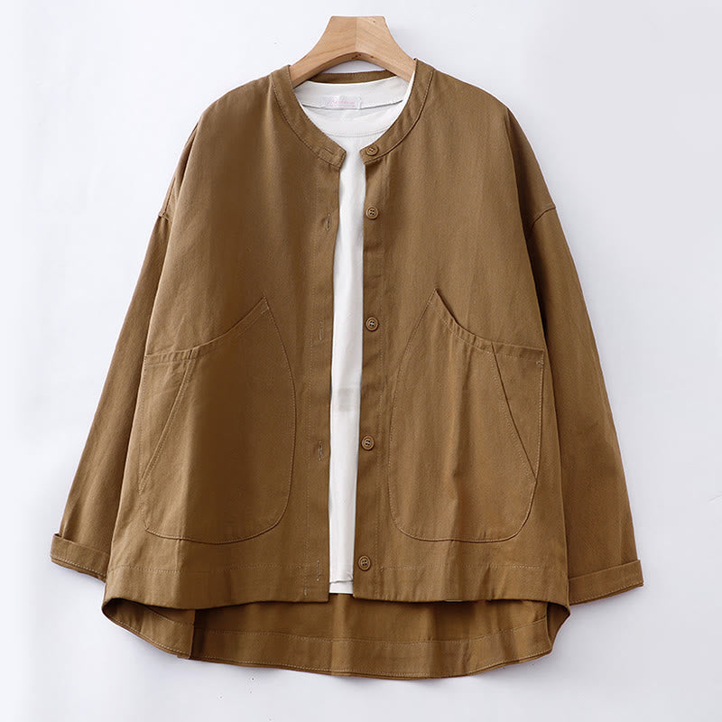 Breathable Cotton Crew Neck Long Sleeve Jacket for Mindful Daily Wear