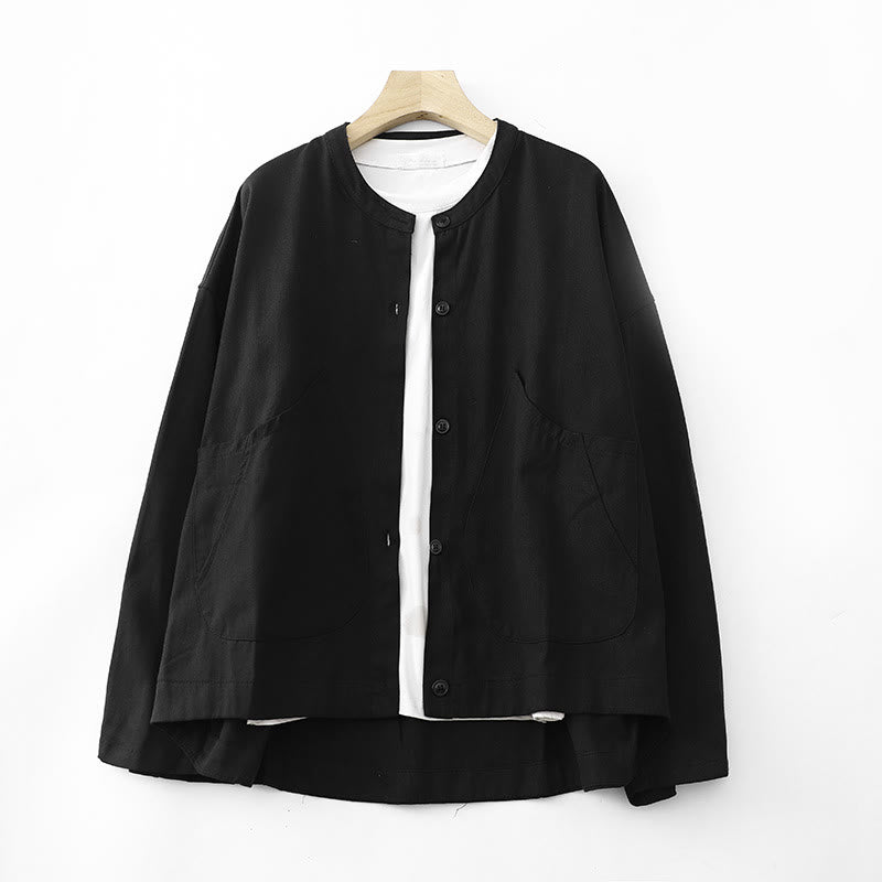 Breathable Cotton Crew Neck Long Sleeve Jacket for Mindful Daily Wear