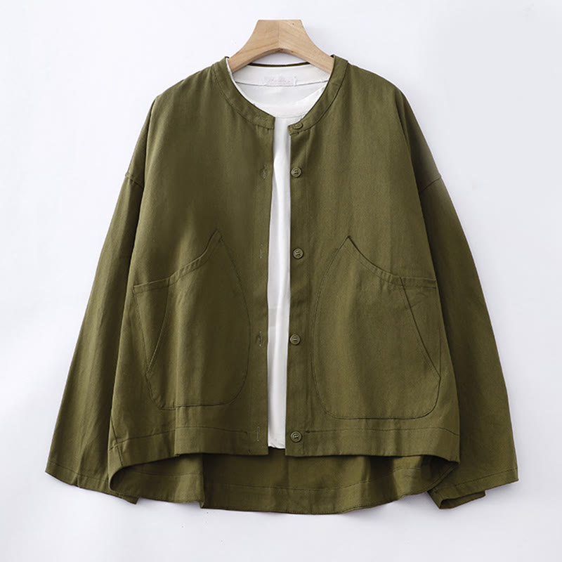 Breathable Cotton Crew Neck Long Sleeve Jacket for Mindful Daily Wear