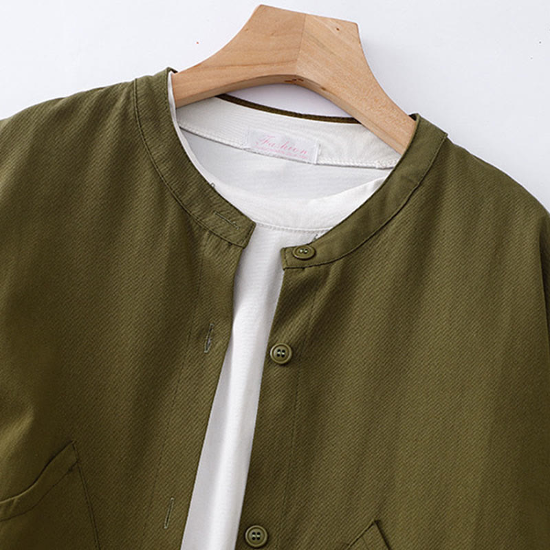 Breathable Cotton Crew Neck Long Sleeve Jacket for Mindful Daily Wear