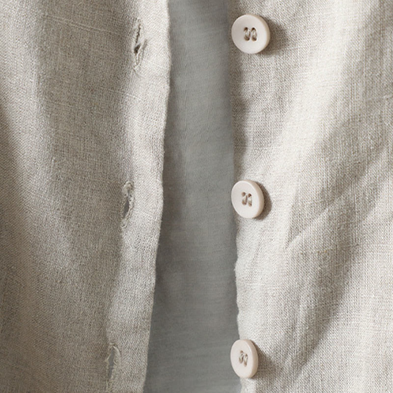 Pure Color V-neck Women's Cotton Jacket With Pockets