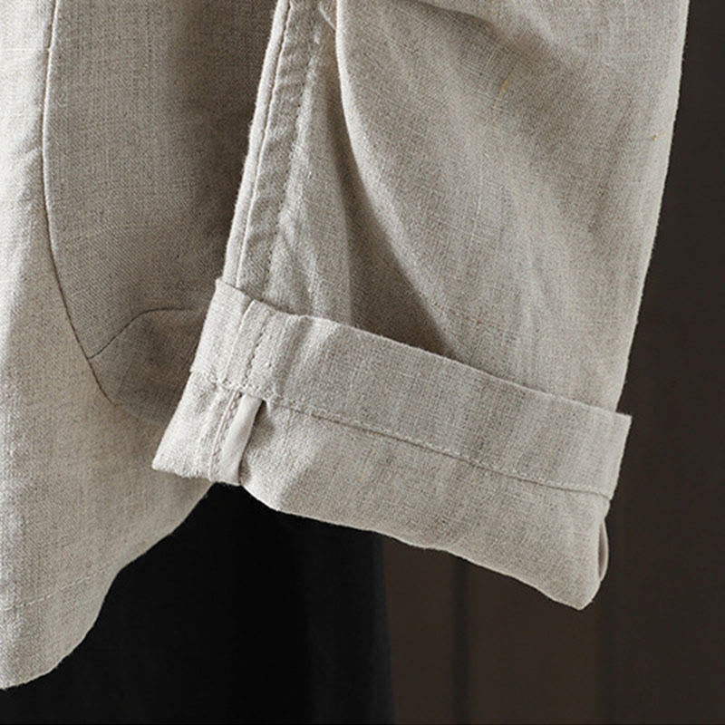 Pure Color V-neck Women's Cotton Jacket With Pockets
