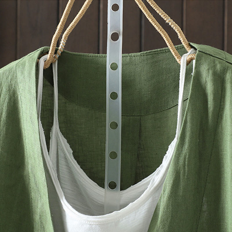 Pure Color V-neck Women's Cotton Jacket With Pockets