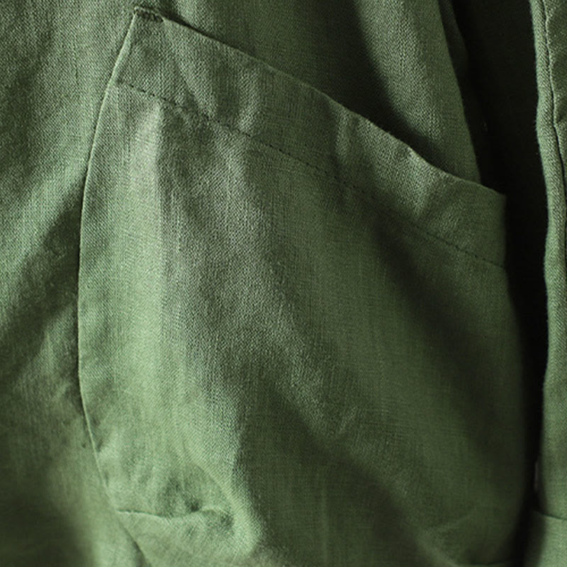 Pure Color V-neck Women's Cotton Jacket With Pockets
