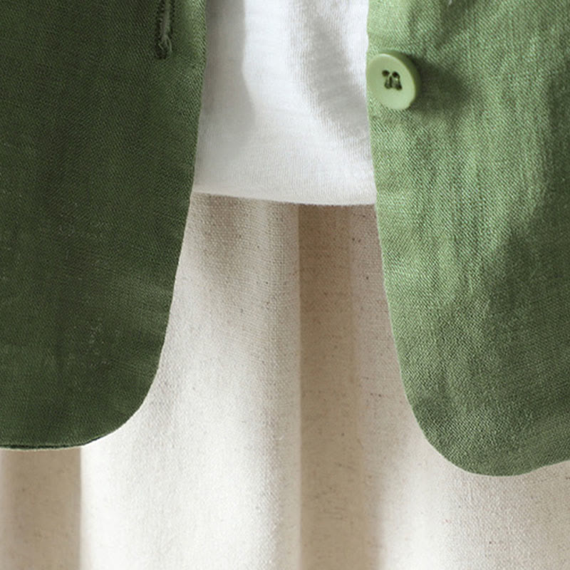 Pure Color V-neck Women's Cotton Jacket With Pockets