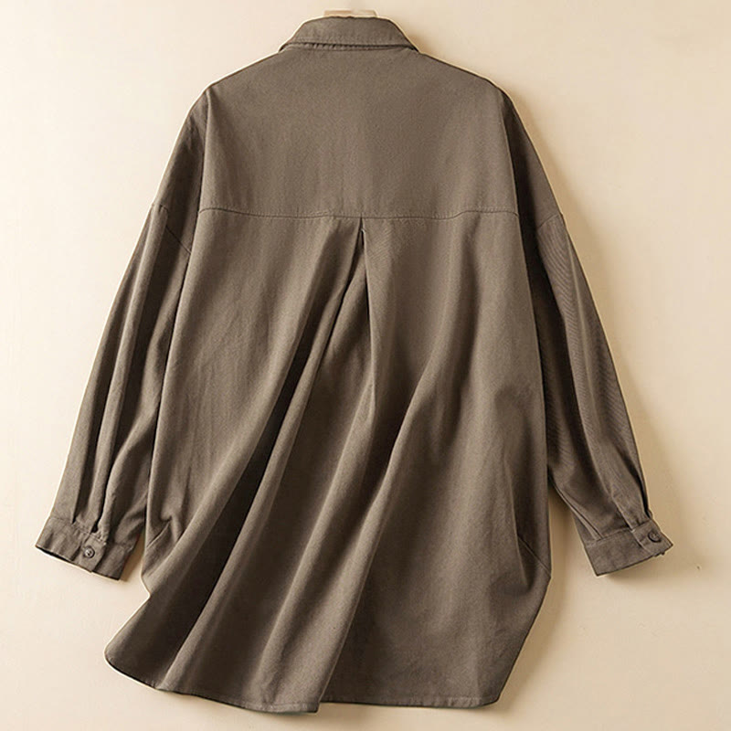 Fall Irregular Design Long Sleeve Women's Cotton Linen Lapel Jacket With Pockets