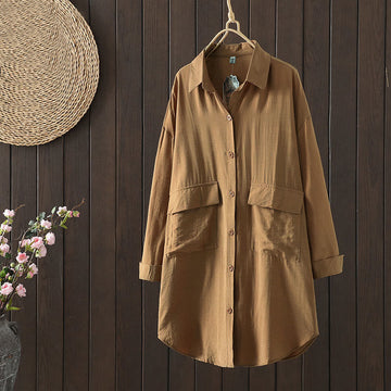 Breathable Cotton Stand Collar Everyday Layering Coat