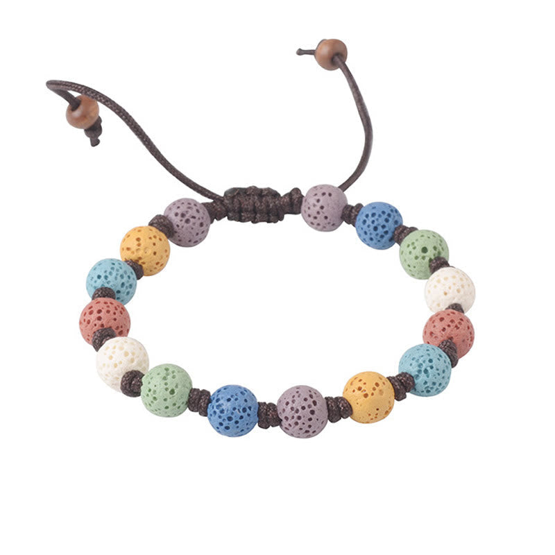 Adjustable Multi-Color Lava Stone Grounding Bracelet