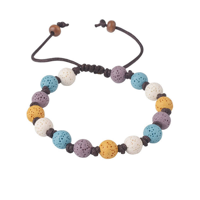 Adjustable Multi-Color Lava Stone Grounding Bracelet