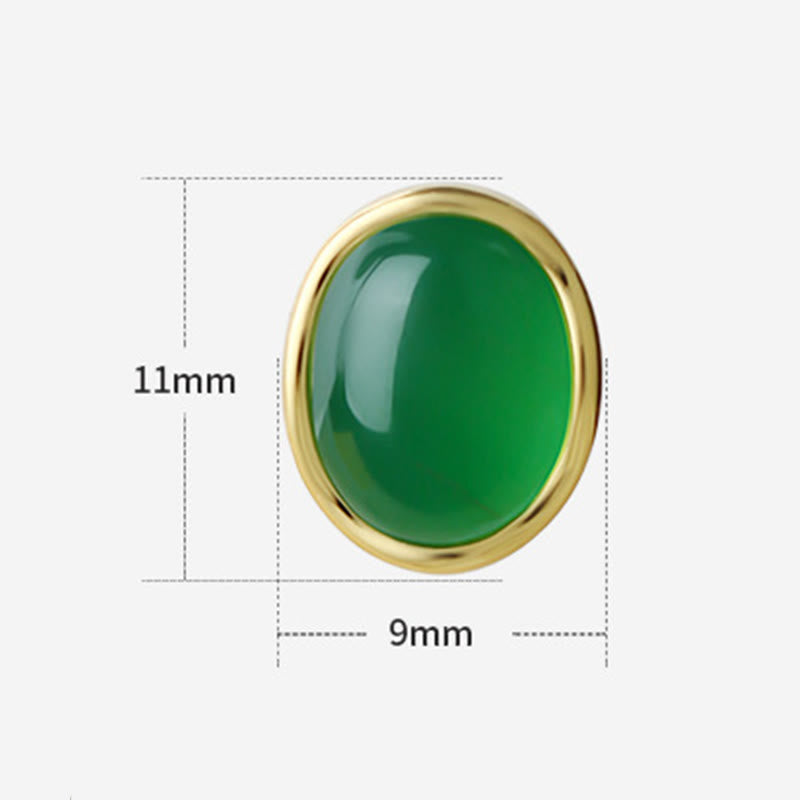 925 Sterling Silver Golden Green Chalcedony Strength Earrings