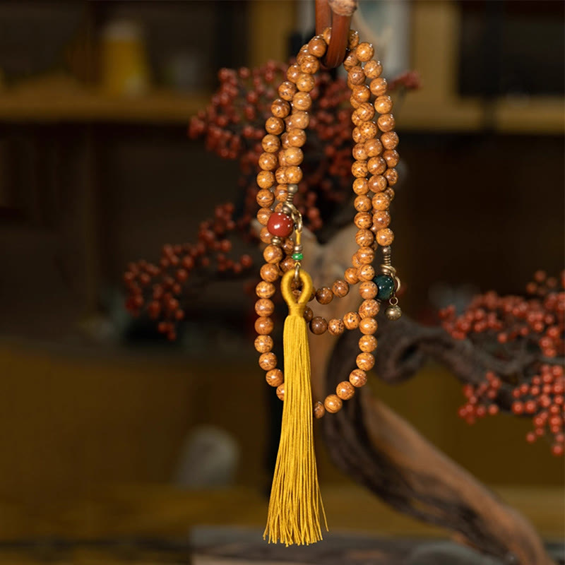 108 Mala Beads Bodhi Seed Wisdom Peace Tassel Bracelet